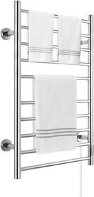 img 4 attached to KEY TEK Heated Towel Warmer, Wall Mounted Hot Towel Rack 🧺 with Timer, Stainless Steel Heated Towel Drying Rack, Plug-in/Hardwired - Silver, 10 Bars