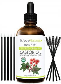 img 4 attached to 🌿 USDA Certified Organic Castor Oil - Enhance Hair Growth for Hair, Eyelashes &amp; Eyebrows. 100% Pure, Cold Pressed, Hexane Free. Eyelash Growth Serum &amp; Brow Treatment Kit Included
