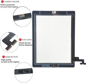 img 2 attached to 🔧 Premium Black iPad 2 Touch Screen Glass Digitizer Replacement Kit with Home Button Flex - Repair Tools & Adhesive Tape Included