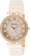 💖 превосходные часы для женщин anne klein ak/2130rglp: элегантный браслет из розового золота и светло-розовой керамики с ослепительными кристаллами. логотип