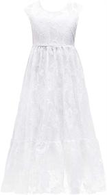 img 4 attached to 👗 Burgundy Sleeveless Princess Dress for Girls - Perfect for Communion, Birthdays, and Special Occasions