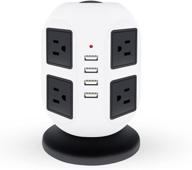 💻 ultimate power strip tower: surge protector, 8 outlets, 4 usb ports, desktop charging station with extension cord - ideal for office, home, dorm room logo