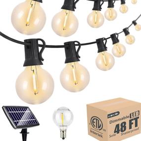 img 4 attached to Commercial Grade Solar Edison String Lights Outdoor - 48FT, Shatterproof Weatherproof Plastic, 15+1 LED, Solar Cafe Lights with 4 Light Modes, USB & Solar Power String Lights, Including Spare