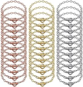 img 4 attached to 📿 DIY Jewelry Making Bracelet Chains Set - 24-Piece Stainless Steel Link Chains with OT Toggle Clasp for Women's Crafts Supplies in Gold, Silver, and Rose Gold