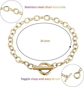 img 3 attached to 📿 DIY Jewelry Making Bracelet Chains Set - 24-Piece Stainless Steel Link Chains with OT Toggle Clasp for Women's Crafts Supplies in Gold, Silver, and Rose Gold