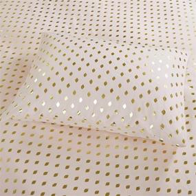 img 2 attached to 🛏️ Wrinkle Resistant Intelligent Design Microfiber Bed Sheet Set - Soft and Cozy Twin Size Bedding-Set with 12" Pocket, Modern Design, All Season, Metallic Blush/Gold - Includes Matching Pillow Case - 3 Piece Set