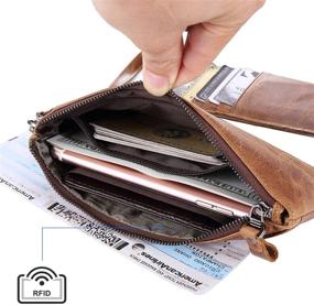 img 1 attached to 👛 Ivesign Women's Large Capacity Genuine Leather Wristlet Clutch Wallet: RFID Blocking Credit Card Phone Holder & Hand Purse with Zipper