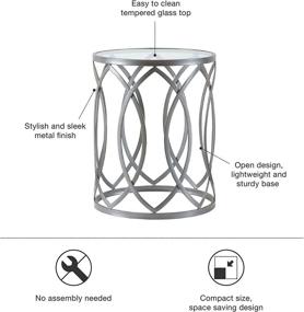 img 1 attached to 🏢 Madison Park Arlo Accent Tables: Glass Top, Modern Geometric Eyelet Pattern, Silver Finish