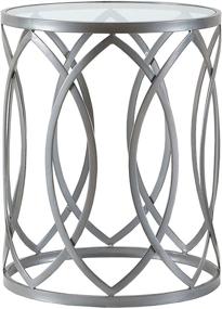 img 4 attached to 🏢 Madison Park Arlo Accent Tables: Glass Top, Modern Geometric Eyelet Pattern, Silver Finish