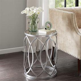 img 3 attached to 🏢 Madison Park Arlo Accent Tables: Glass Top, Modern Geometric Eyelet Pattern, Silver Finish