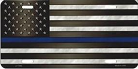 img 4 attached to Smart Blonde Thin Blue Line U.S. Flag License Plate: A Tribute to Police Officers