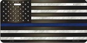 img 1 attached to Smart Blonde Thin Blue Line U.S. Flag License Plate: A Tribute to Police Officers