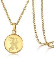 🎁 trendsmax gold plated initial letter necklace: stylish stainless steel coin pendant for women and girls, adjustable length gift for her logo