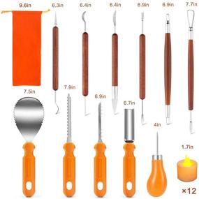 img 3 attached to Premium Halloween Pumpkin Carving Kit: 11-Piece Professional Tools Set & 12 LED Candles for Jack-O-Lanterns