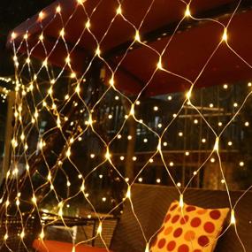 img 4 attached to 🌟 All-Conquering 9.8ft X 6.6ft 200 LED Net Lights: Perfect Outdoor Mesh Lights for Bedroom, Wedding, Garden, and More!