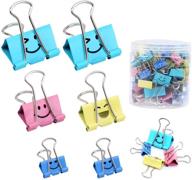 colorful hollow smiling face binder clips, limque paper clips, and paper clamps - 51 pcs assorted sizes for office, kitchen, and teacher gifts логотип