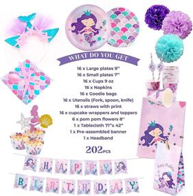 img 3 attached to 🧜 Mermaid Birthday Party Supplies & Decorations - Complete Set for 16 Guests, Including Plates