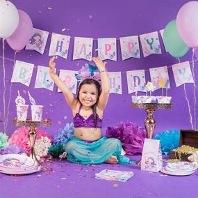 img 1 attached to 🧜 Mermaid Birthday Party Supplies & Decorations - Complete Set for 16 Guests, Including Plates