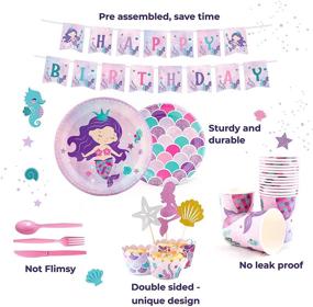 img 2 attached to 🧜 Mermaid Birthday Party Supplies & Decorations - Complete Set for 16 Guests, Including Plates