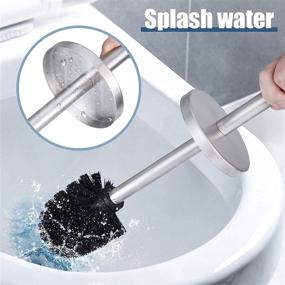 img 1 attached to 🚽 DOWRY Stainless Steel Freestanding Toilet Bowl Brush and Holder with Long Handle for Bathroom Storage Organization, Effective Deep Cleaning Toilet Bowl Cleaner Brush, Nickel SS202-3