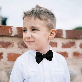 img 2 attached to 👔 Premium Pre-Tied Boys Toddler Bow Tie in Solid Color Satin - Ages 2-10 by BOWS-N-TIES