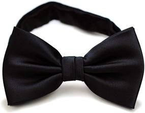 img 3 attached to 👔 Premium Pre-Tied Boys Toddler Bow Tie in Solid Color Satin - Ages 2-10 by BOWS-N-TIES