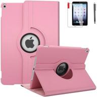 ipad 6th generation case with screen protector, stylus, and rotating stand - ipad 9.7 inch air1 2018 2017 case cover - auto sleep wake - a1822 a1823 (light pink) logo