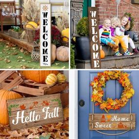 img 1 attached to 🍁 17PCS Vertical Double Sided Fall Farmhouse Stencils for Wood Painting - Large Welcome Fall Décor, Outdoor Decorations, Wood Farmhouse Templates for Fall Porch Signs