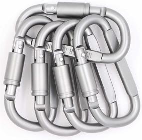 img 4 attached to 🔒 5 Pack of 3-Inch D-Ring Locking Carabiner Clips - Large, Strong, and Lightweight Aluminum Keychain Buckles with Spring Snap Screw Gate Hooks for Outdoor Camping, Hiking, and Fishing