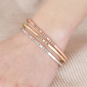 img 1 attached to 🔮 RIAH FASHION Metallic Bangle - Inspirational Letter Bar Cuff Bracelets - Love, Hope, Gratitude - Mom & Valentine's Jewelry Gift