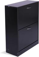 modern 2-tier shoe storage cabinet for entryway, floor shoe organizer with doors - kd modysimble, black logo