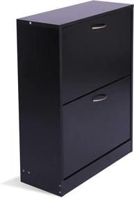 img 4 attached to Modern 2-Tier Shoe Storage Cabinet for Entryway, Floor Shoe Organizer with Doors - KD ModySimble, Black