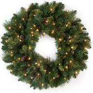 🎄 national tree company 30 inch pre-lit artificial christmas wreath: green carolina pine with white lights, pine cone decorations - christmas collection логотип