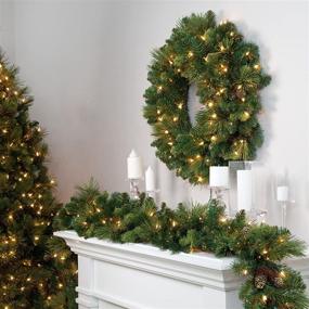 img 1 attached to 🎄 National Tree Company 30 Inch Pre-Lit Artificial Christmas Wreath: Green Carolina Pine with White Lights, Pine Cone Decorations - Christmas Collection