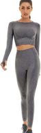 toplook women's seamless workout outfits: leggings + long sleeve top - stay stylish and comfy during athletic activities логотип