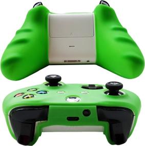img 1 attached to 🎮 Hikfly Silicone Controller Cover Skin Protector Case Faceplates Kits for Xbox One X/One S/Slim Controller - Enhanced Gaming Experience with 4pcs Green Thumb Grips Caps