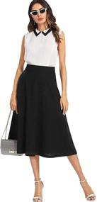 img 1 attached to 👗 SheIn Women's Casual High Waist A Line Pleated Midi Skirt: Stylish and Practical with Convenient Pockets