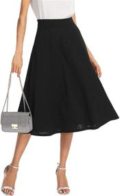 img 2 attached to 👗 SheIn Women's Casual High Waist A Line Pleated Midi Skirt: Stylish and Practical with Convenient Pockets