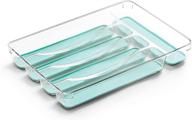 🔵 bino 5-slot silverware organizer, aqua - achieve drawer bliss with soft grip lining логотип