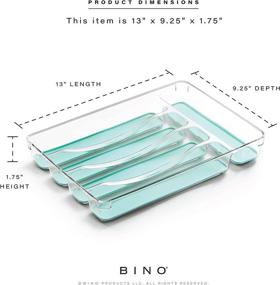 img 2 attached to 🔵 BINO 5-Slot Silverware Organizer, Aqua - Achieve Drawer Bliss with Soft Grip Lining