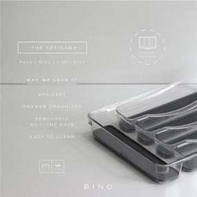 img 3 attached to 🔵 BINO 5-Slot Silverware Organizer, Aqua - Achieve Drawer Bliss with Soft Grip Lining