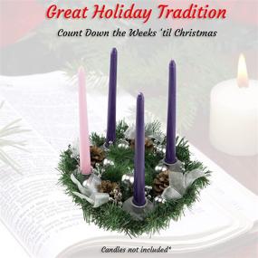 img 2 attached to 🕯️ Silver Traditional Advent Calendar Season Candle Holder - Clever Creations Christmas 11 Inch Advent Wreath Centerpiece Home Decoration