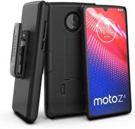 📱 encased moto z4 belt clip case (duraclip) - slim fit holster shell combo with rubberized grip - smooth black logo