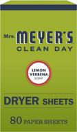 🍋 mrs. meyer's clean day dryer sheets - fabric softener with static reduction, cruelty free formula, infused with lemon verbena essential oils, 80 count logo