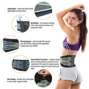 img 2 attached to 👍 AllyFlex Sports® X-Small-Small Back Brace for Women - Slim-Fit Lumbar Support Belt, Ergonomic Compression Brace for Back Support, 35.5 inches