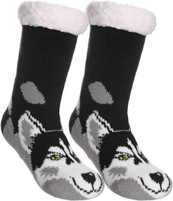 img 4 attached to 🧦 Winter Indoor Christmas Socks for Kids – LINEMIN Girls & Boys Warm Slipper Socks | Cozy Soft Fleece Lined | Thick Sherpa