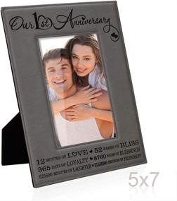 img 2 attached to 🖼️ KATE POSH - Engraved Leather Picture Frame for 1st Anniversary - Perfect Couple Gift, Him, Her - First Wedding Anniversary Photo Frame (5x7-Vertical)