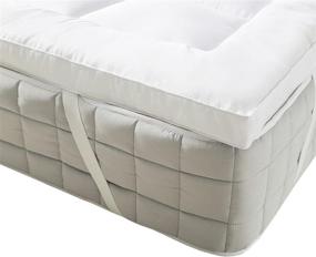 img 1 attached to 🛏 King Size Royal Bedding Plush Bamboo Filled Mattress Topper - 2 Inches Thick, Hypoallergenic, Overfilled with Down Alternative, Anchor Bands, Soft Cotton Shell