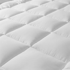 img 2 attached to 🛏 King Size Royal Bedding Plush Bamboo Filled Mattress Topper - 2 Inches Thick, Hypoallergenic, Overfilled with Down Alternative, Anchor Bands, Soft Cotton Shell