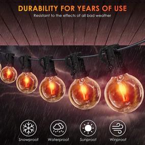 img 3 attached to Waterproof Outdoor String Lights - YUNLIGHTS 35FT 30+3 G40 Globe Bulbs, Hanging Patio String Lights with Flickering Flame Effect for Christmas, Porch, Garden, Party